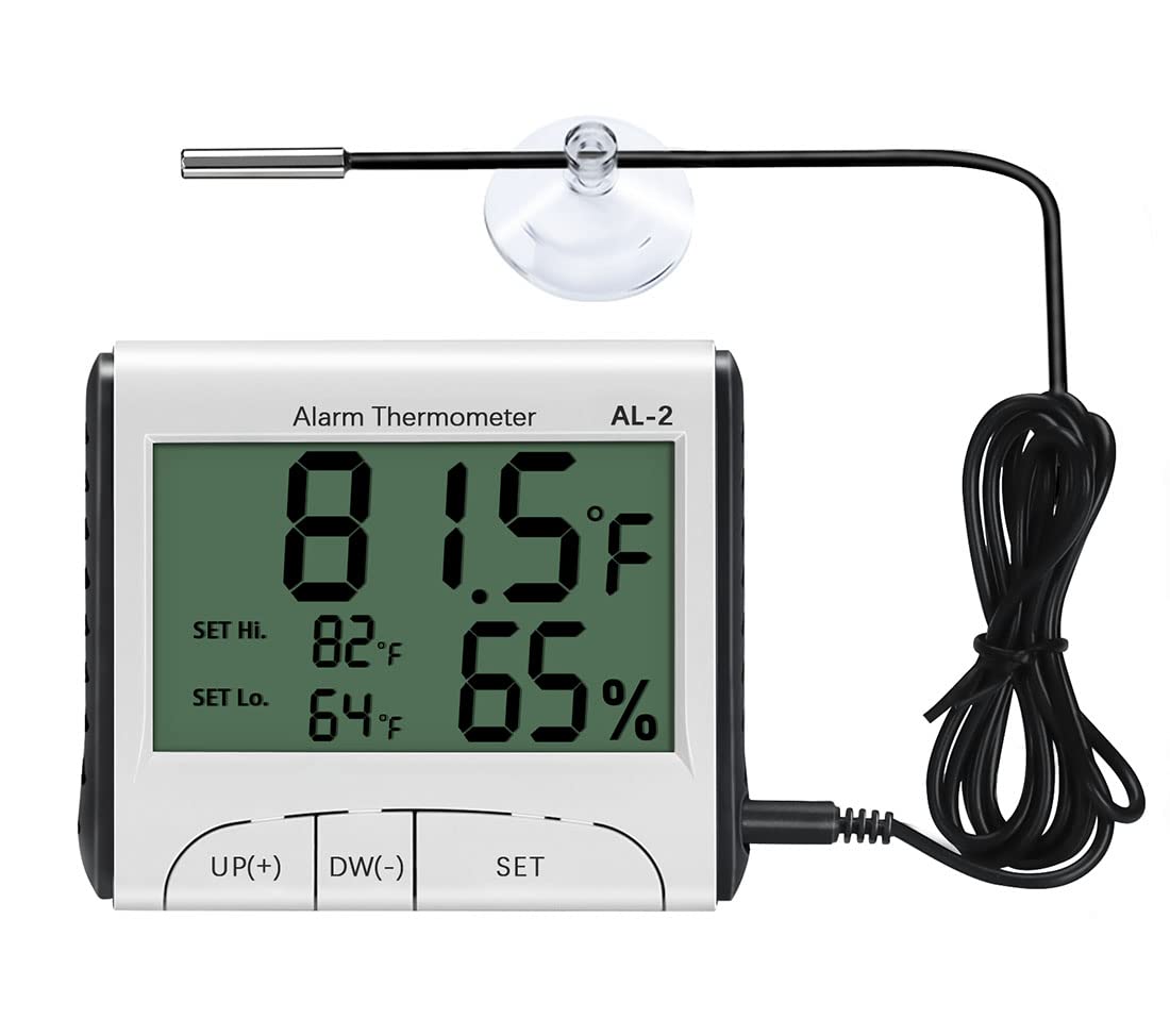 LXSZRPH Reptile Thermometer Hygrometer with High Low Temperature Alarm Digital Temperature Humidity Meter Gauge for Terrariums, Vivariums, Reptile Tanks (1)