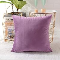 MERNETTE Velvet Soft Decorative Square Throw Pillow Cover Cushion Covers Pillow case, Farmhouse Home Decor Decorations for Sofa Couch Bed Chair 24x24 Inch/60x60 cm (Purple)