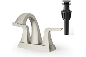 Brushed Nickel Bathroom Sink Faucet - Rainsworth 4 inch Widerspread Bathroom Faucets for 3 Hole with 2-Handles Pop-up Drain, Touch on Morden Faucet for Vanity RV Bath