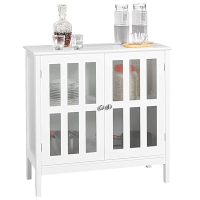 Yaheetech Storage Sideboard Buffet with Glass Door for Dining Room