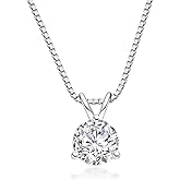 Raivari 1ct Moissanite Pendant Necklace D Color VVS1 Lab Created Diamond 18K Gold Plated/925 Sterling Silver Round/Key/Heart Adjustable Necklace for Women Men 17"+2"