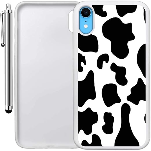 pic Cow Print Case Iphone Xr custom case compatible with iphone xr cow print edge to edge rubber white cover ultra slim lightweight includes stylus pen by innosub