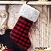 EDLDECCO 20.5 inch Christmas Snowy White Faux Fur Red and Black Plaid Stocking for Holiday Party Decorations Gift-One Piece