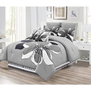 Amazon.com: 8 - Piece Grey, Gray, Black, White floral