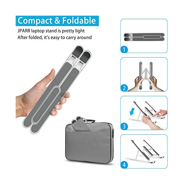 JPARR-Laptop-Stand-Ventilated-Laptop-Computer-Stand-Portable-Foldable-Desktop-Laptop-Riser-8-Angle-Adjustable-Notebook-Mount-Compatible-with-Laptop-Tablet-Phone JPARR Laptop Stand, Ventilated Laptop Computer Stand, Portable Foldable Desktop Laptop Riser, 8-Angle Adjustable…