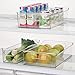 mDesign Plastic Kitchen or Pantry Storage Bins with Handles - Organization in Cabinet, Fridge or Freezer - Fruit Container for Refrigerator or Food Organizer for Pasta, Ligne Collection, 2 Pack, Clear