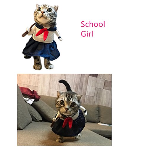 WeeH Dog Costume Halloween Cat Clothing Cosplay Japan Style Pet Clothes for Doggy Kitty Rabbits Pig Fun Christmas Gift, School Girl - Thumbnail 2