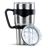 Stainless Steel Travel Tumbler Cup- -30 oz Double Wall Vacuum Insulated Drinking Thermal Mug with Anti-Splash Lid- Keeps Your Beverage Hot or Cold -fit handle. BPA Free.