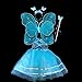 VOWOV Girls Dress Up Princess Fairy Costume Set Halloween with Dress, Wings, Wand and Headband for Children Ages 3-10