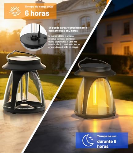 Solar Lights Outdoor Ground 2 Pieces, 2700K Warm White Tungsten Traditional Lights, IP65 Waterproof Solar Light Outdoor Garden for Patio, Driveway, Lawn, Path, Terrace