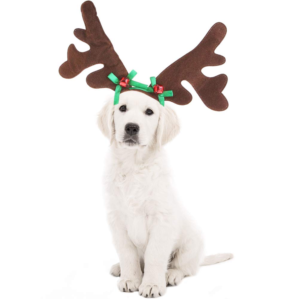 KUDES Dog Christmas Reindeer Antlers Headband Classic Elk Hat Headwear Pet Costumes Accessories 11 * 12.6‘’