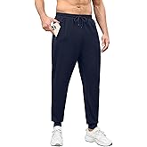 Auxo Men's Fleece Lined Joggers with Zipper Pockets Water Resistant Winter Stretch Tapered Pants Athletic Workout Sweatpants