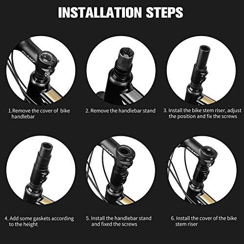 WESTGIRL Bike Fork Stem Extender Handlebar Riser, Aluminium Alloy Bicycle Neck Extender Head Up Adaptor for Mountain Bike, Road Bike, BMX (4 Colors) - Thumbnail 6