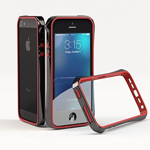Bumper case for Apple iPhone SE Slimline Tough Multiple Colors Available (Red, Black Bumper)