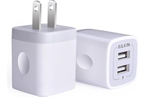 USB Wall Charger, Charger Adapter, AILKIN 2-Pack 2.1A Dual Port Quick Plug Cube for iPhone 15 14 13 12 11 Pro Max 10 SE X XS 