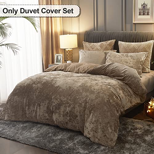 PHF Truly Velvet Duvet Cover Set Queen Size, 3pcs Ultra Soft Breathable