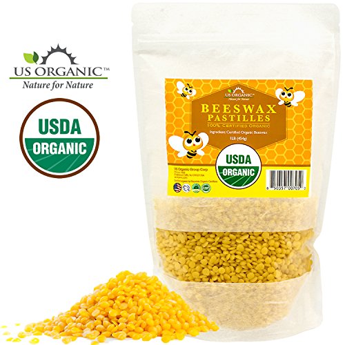 US Organic Beeswax 100 % Pure Yellow Pastilles, USDA Certified, 16 Ounce Large pack