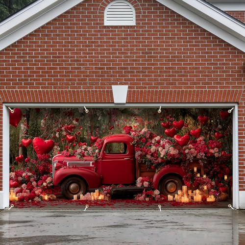 6x13 FT Valentine's Day Garage Door Banner -Red Vintage Truck… at Amazon