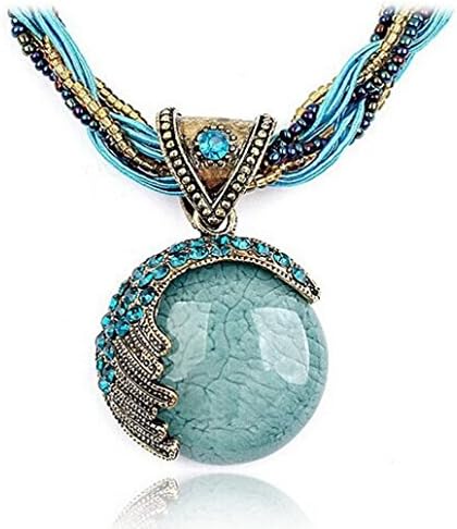 Mother's Day Gift, Muranba Bohemian Jewelry Women Rhinestone Gem Pendant Collar Necklaces (Blue)