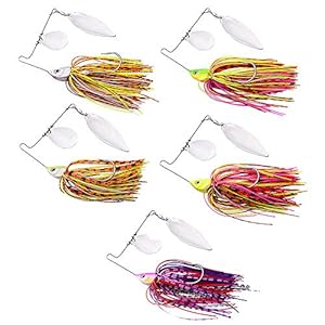 Lpattern 5 Pcs Leurres De Pêche Buzzbait Spinnerbait Jigs Leurre Pour Pêche Basse Pike Spinnerbait Spinner Leurres Artificiel Appâts De Pêche En Métal Spinner Baits Leurres De Pêche