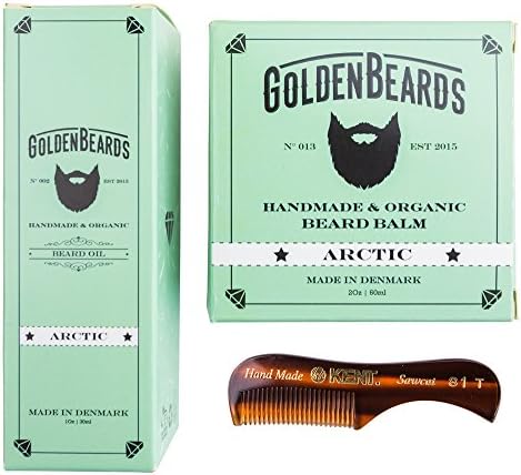 Beard Oil and Balm Kit for Men with Sensitive Skin, get our Handmade &amp; Organic Beard Oil (1Oz) and Beard Balm (2Oz) and a small comb, now you can get your beard oil kit for men gift. (Arctic) …