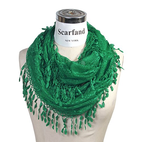 Scarf&Feminine Lace Infinity with Teardrop Fringes