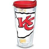 Tervis Plastic Made in USA Double Walled NFL Kansas City Chiefs Insulated Tumbler Cup Keeps Drinks Cold & Hot, 24oz, Colossal
