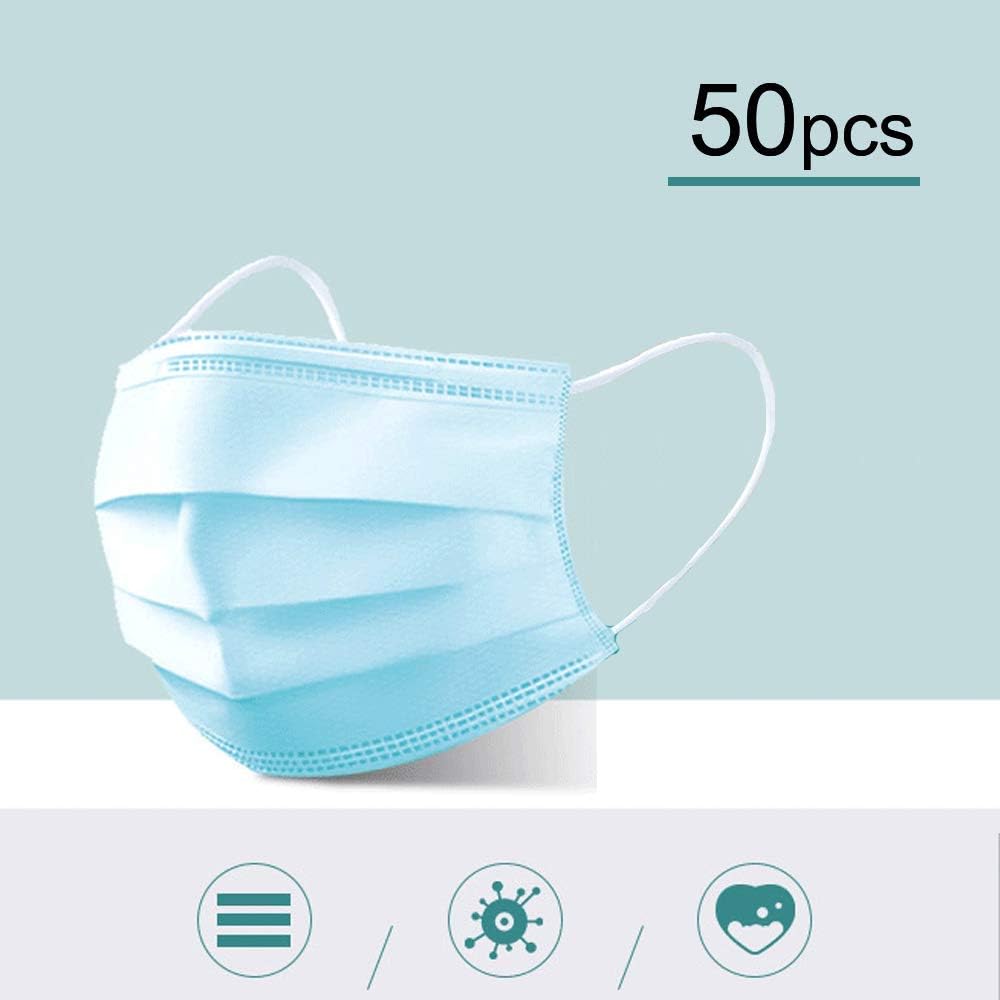 50pcs Disposable Earloop Face Ma sk-Protect Yourself from Dust, Germs and Pollen – Ideal for Medical Catering and Construction Workers