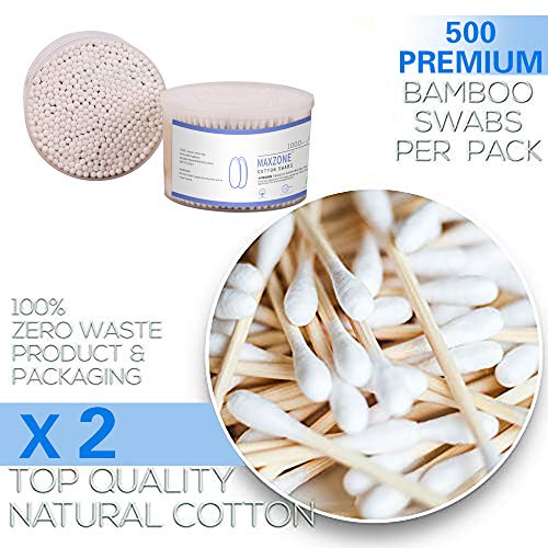 500 Count Double Round Tips Cotton Swabs With Strong Bamboo Sticks Cotton Buds , 3.14 inch, 1 pack