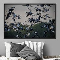 Framed Canvas Wall Art Flying Together Birds Farmhouse/Country Group Group Multicolor Photography Realism Relax/Calm Warm - 16x24 inches