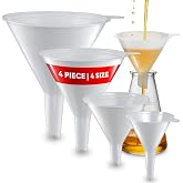 KarZone Oil Funnel Set - Plastic Funnels for Automotive &amp; Kitchen | White, 4 Pack, Multi-Purpose Use, Leak-Free Design, Portable Storage, Corrosion-Resistant