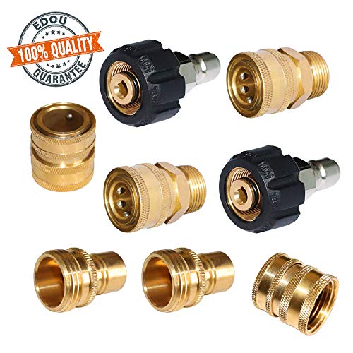 EDOU Pressure Washer Adapter Set,Quick Disconnect Kit, M22 Swivel to 3/8'' Quick Connect, 3/4" to Quick Release, 8-Pack