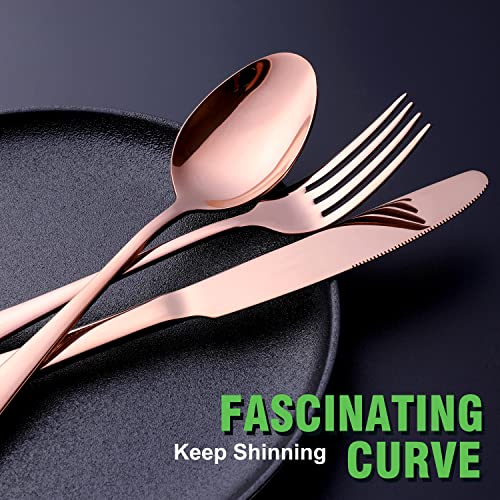 Copper/Rose Gold Silverware Set, OGORI 24Piece Stainless Steel