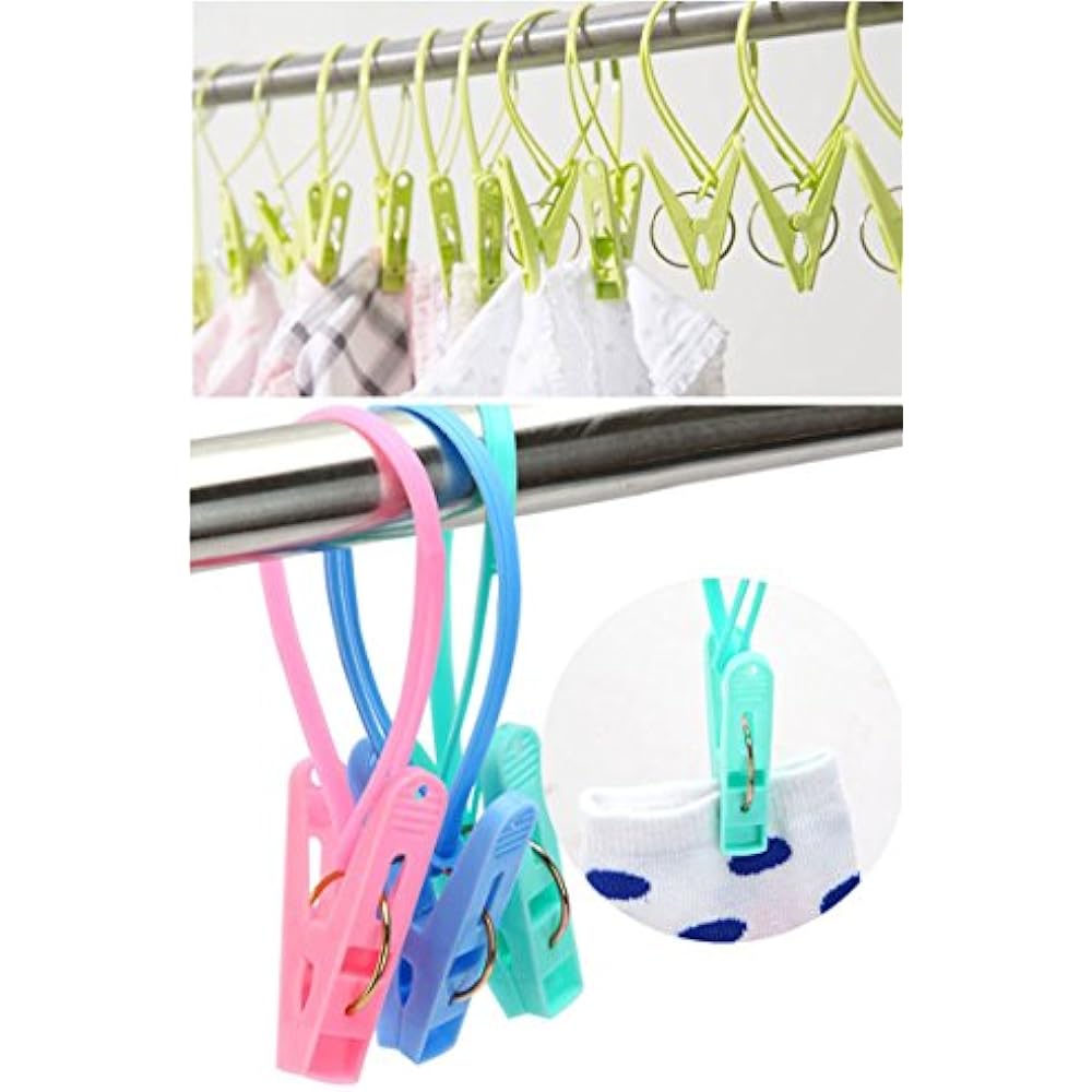 24Pcs Clothes Pins Peg Clip Pins,Multicolor Rope Hanging Line Windproof