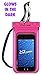 CaliCase Premium Universal Waterproof Floating Phone Pouch - IPX8 Waterproof Floating Phone Case with Lanyard for iPhone and Android - Pink Glow in The Dark