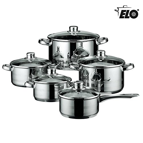 NEW ELO Germany 10 Piece Cookware Induction Pots and Pan Set Stainless Steel Kitchen