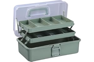 Boîte à outils pliable en plastique transparent à 3 couches avec 2 plateaux pour le rangement du maquillage, des médicaments,