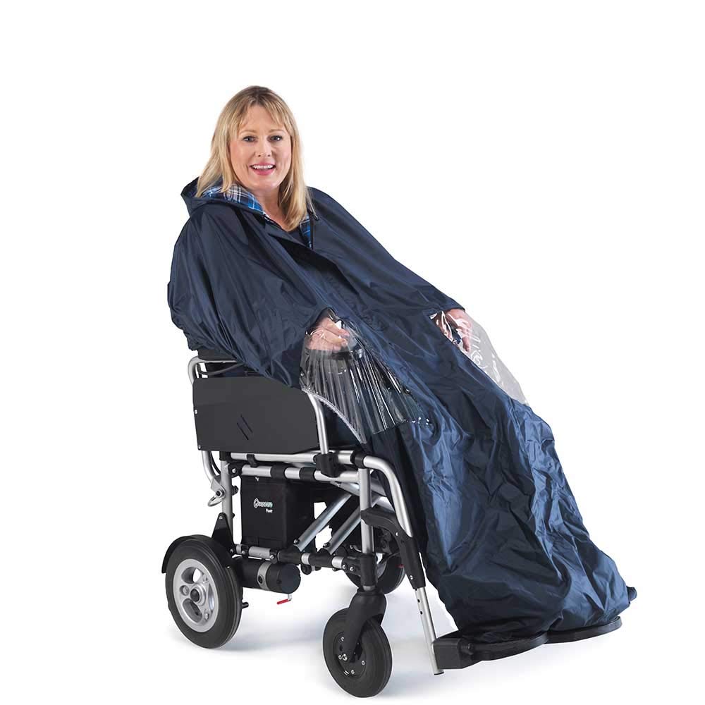 NRS Healthcare Electric Wheelchair Power Chair Cape - Waterproof and Cotton Lined, full length