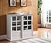 Kings Brand Furniture Holmes White Wood Curio Cabinet with Glass Sliding Doors