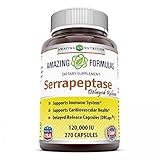 Amazing Nutrition Serrapeptase (120, 000 Units - 270 Capsules) - Natural Anti-inflammatory - Promotes Healthy Sinuses - Supports Cardiovascular Immune and Arterial Health