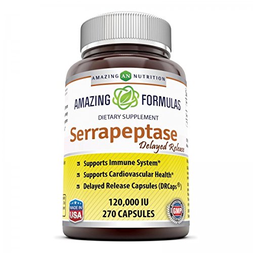 Amazing Nutrition Amazing Formulas Serrapeptase (120, 000 Units - 270 Capsules) - Natural Anti-Inflammatory - Promotes Healthy Sinuses - Supports Amazing Nutrition Amazing Formulas Serrapeptase (120, 000 Units - 270 Capsules) - Natural Anti-Inflammatory - Promotes Healthy Sinuses - Supports