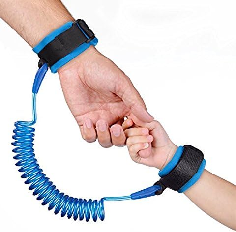 Children's Baby Anti-Lost Wrist to Connect Natural Cotton to Protect The Skin and Wrist Injuries, Easy to Adjust, The Effective Distance of 98 inches (Blue)