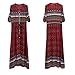 R.Vivimos Women's Summer Boho Button Up V Neck Floral Print Roll Up Causal Split Beach Midi Dresses (Medium, Red)