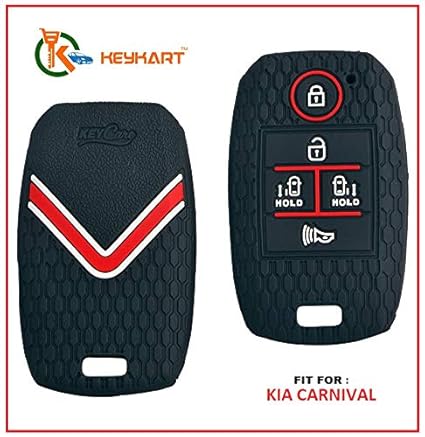 KEYKART® Silicone Key Cover for Kia Carnival 5 Button Smart Key - Black 