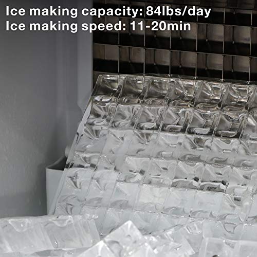 AGLUCKY Commercial Ice Maker Machine, Automatic Ice Maker,Ice Cube Ready in 11mins,8.8lbs Ice Storage,Self-clean Function,LCD Display,LED Light with Ice Shovel 84lbs/24h,Black - Thumbnail 2