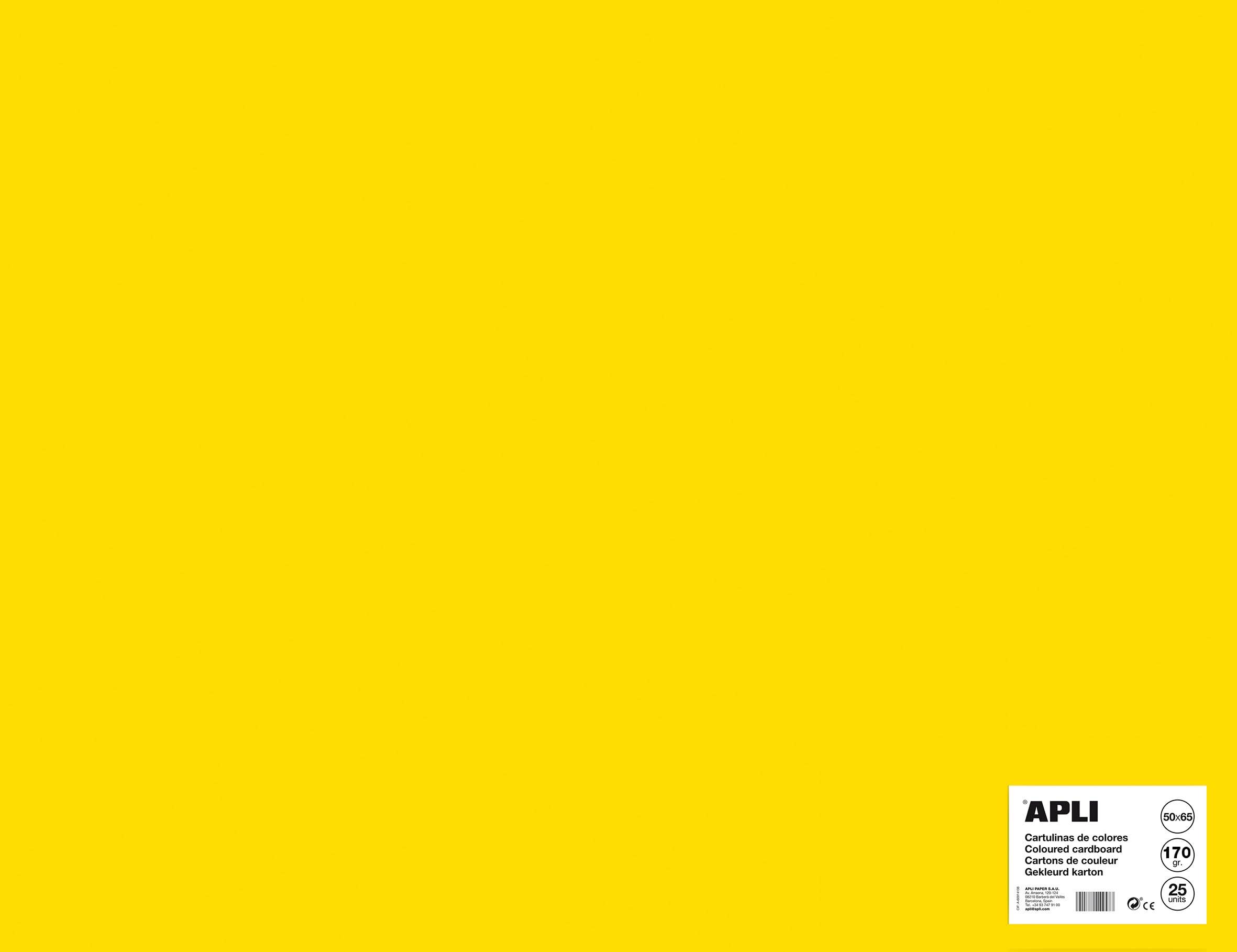 Apli 014263 Pack of 25 Sheets of Cardboard 500 x 650 mm Yellow