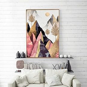 Framed Canvas Home Artwork Decoration Nordic Style Abstract Color Canvas Wall Art for Living Room, Bedroom - 16x24 inches