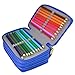 72 Slots Pencil Holder, Ishua Handy Wareable Oxford Pencils Case Pencil Organizer Portable Watercolor Pencil Wrap Case (Blue) Handy Multi-Layer Pencil Bags for Gel Pens,Marco Pens,Makeup Brush