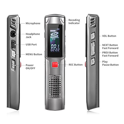 MYMAHDI-Digital-Voice-RecorderMP3-PlayerActivated-Audio-RecorderUSB-Rechargeable-Dictaphone-with-8GB-Internal-Memory-up-to-550-hours-of-high-qulity-recording