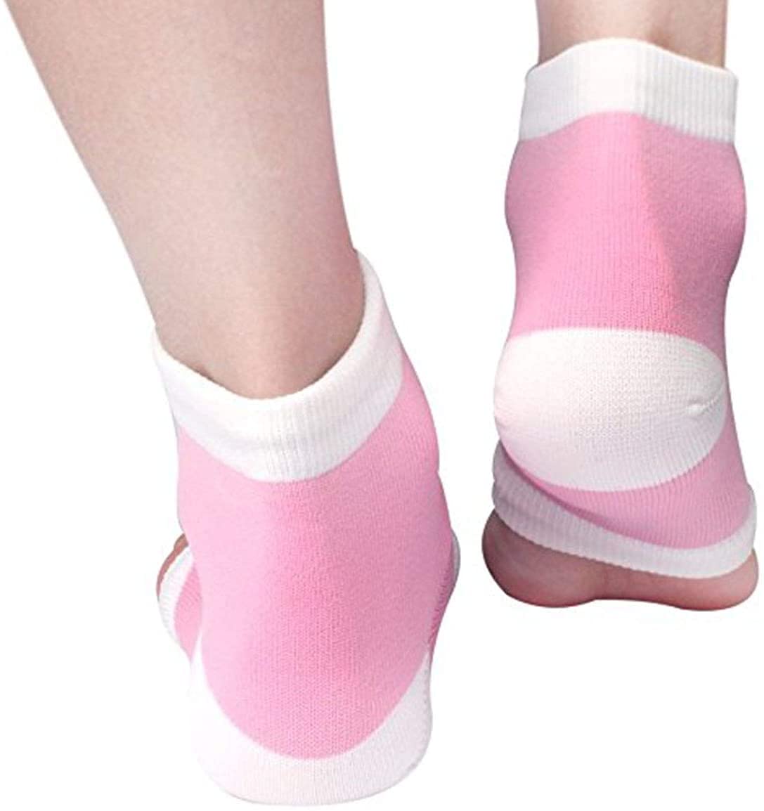 Compression Heel Socks Moisturizing Open Toe Comfy Recovery Socks By PEDIMEND™ (1PAIR - 2PCS) | Cracked Skin | Relieves Plantar Fasciitis/Metatarsal Pain/Heel Spurs - Foot Care (One Size, Pink)